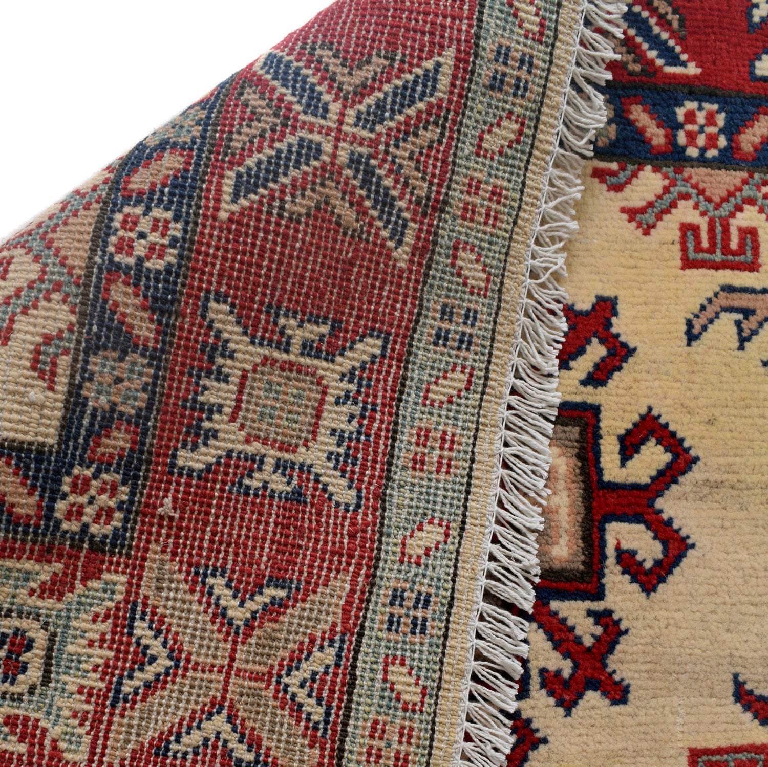 Kazak Rug Handmade Ivory Medallion 2x4 ft