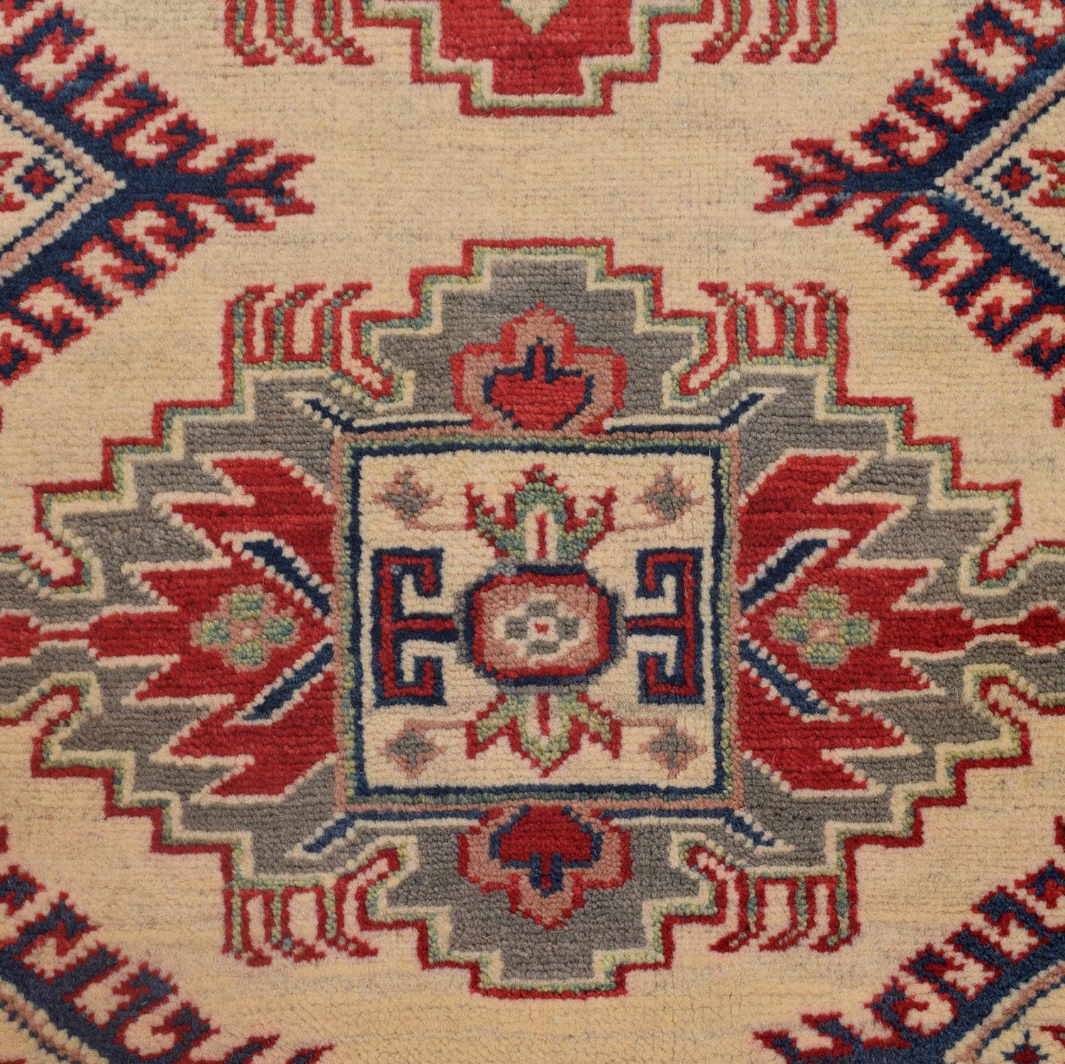 Kazak Rug Handmade Ivory Medallion 3x5 ft