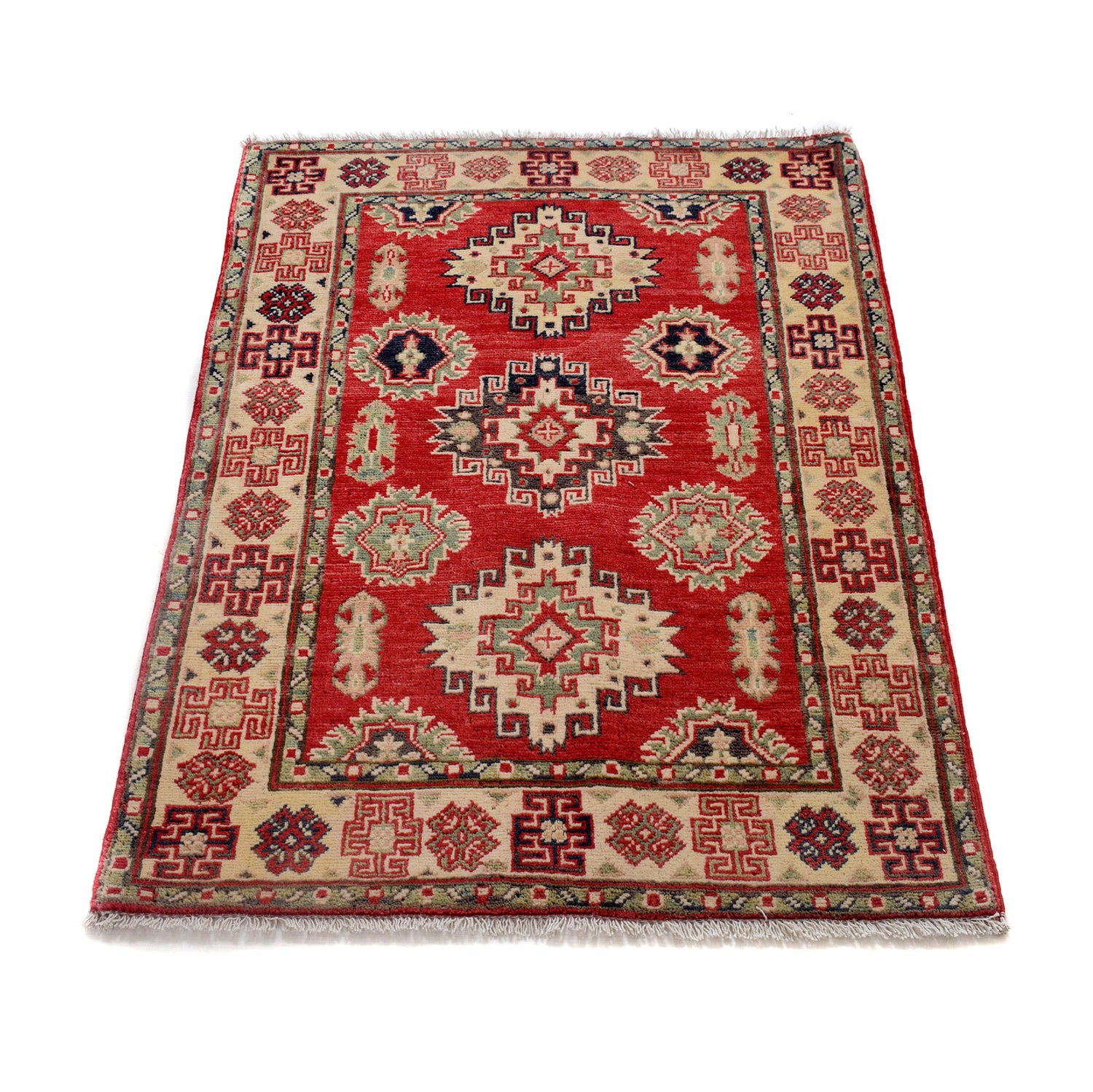Kazak Rug Handmade red Medallion 2x4 ft