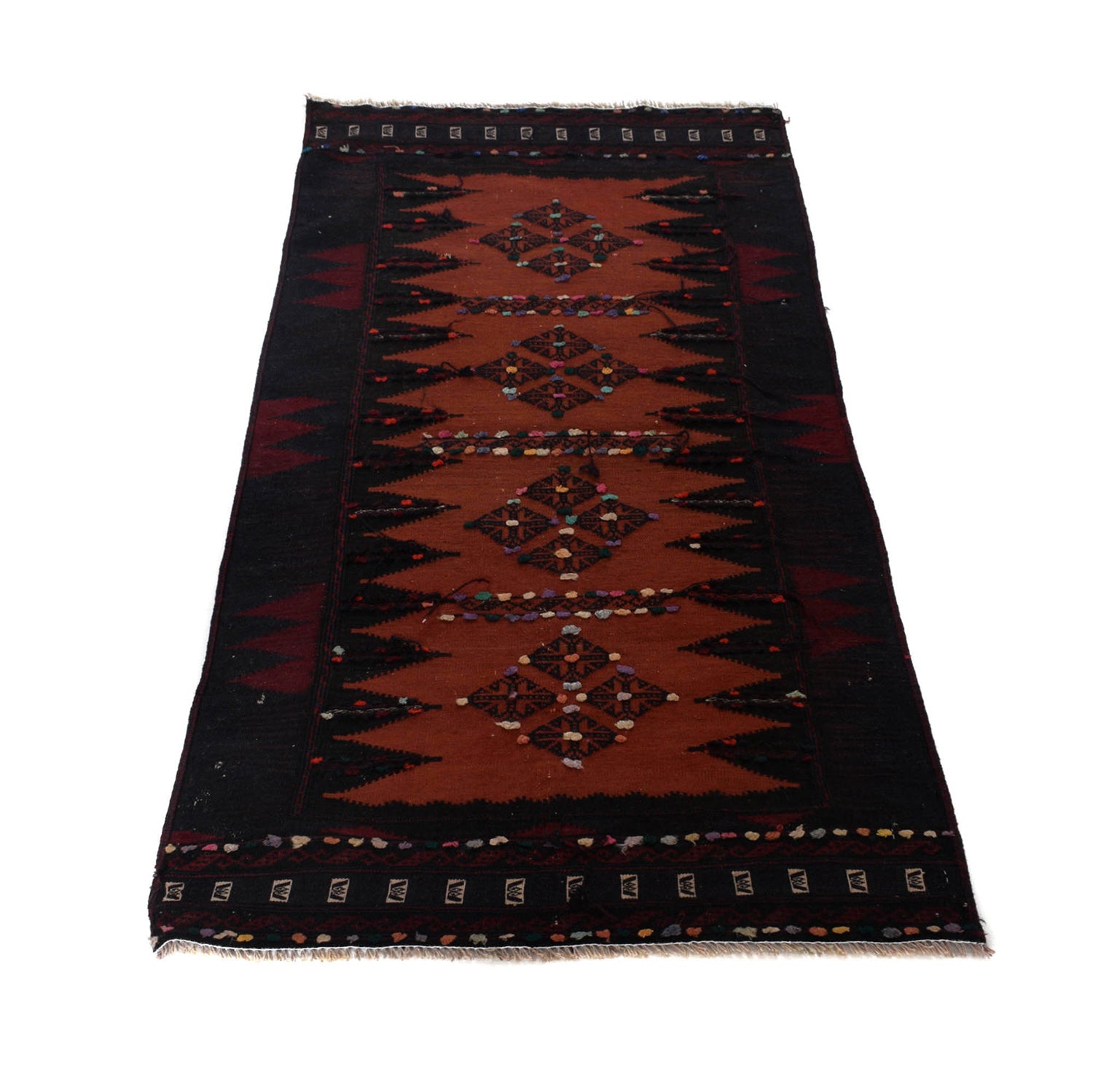 Table Sheet Area Rug Runner Handmade Multi Curvilinear 5'