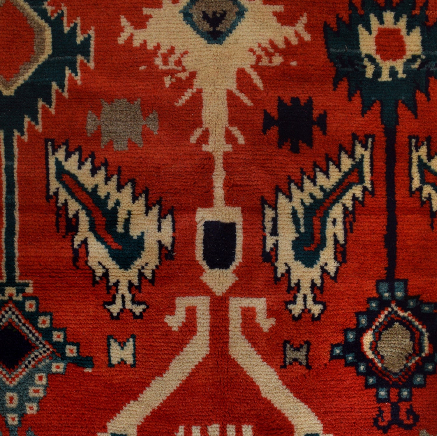 Oushak Area Rug Handmade Deep Red Floral 5x8 ft