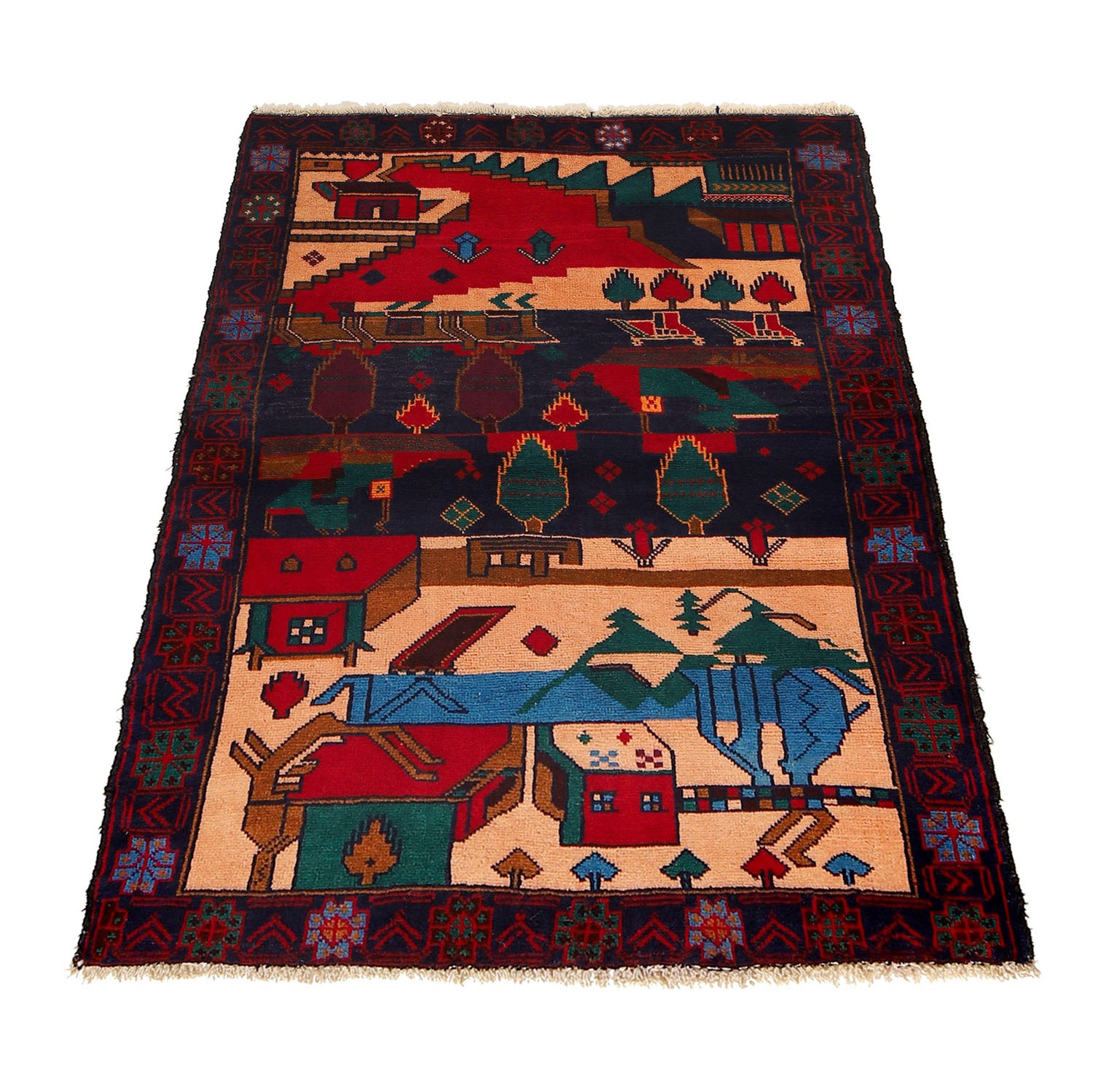 Pictorial Rug Handmade Multi Design