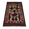 War Area Rug Handmade Ivory Tank 3x5 ft