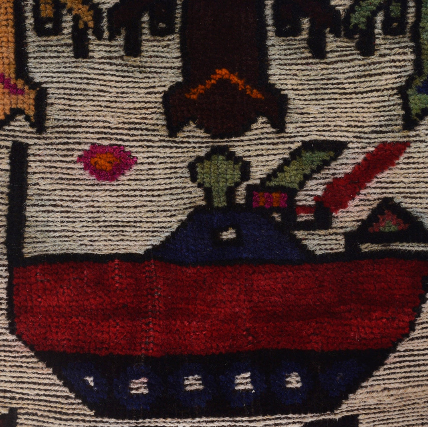 War Area Rug Handmade Ivory Tank 3x5 ft