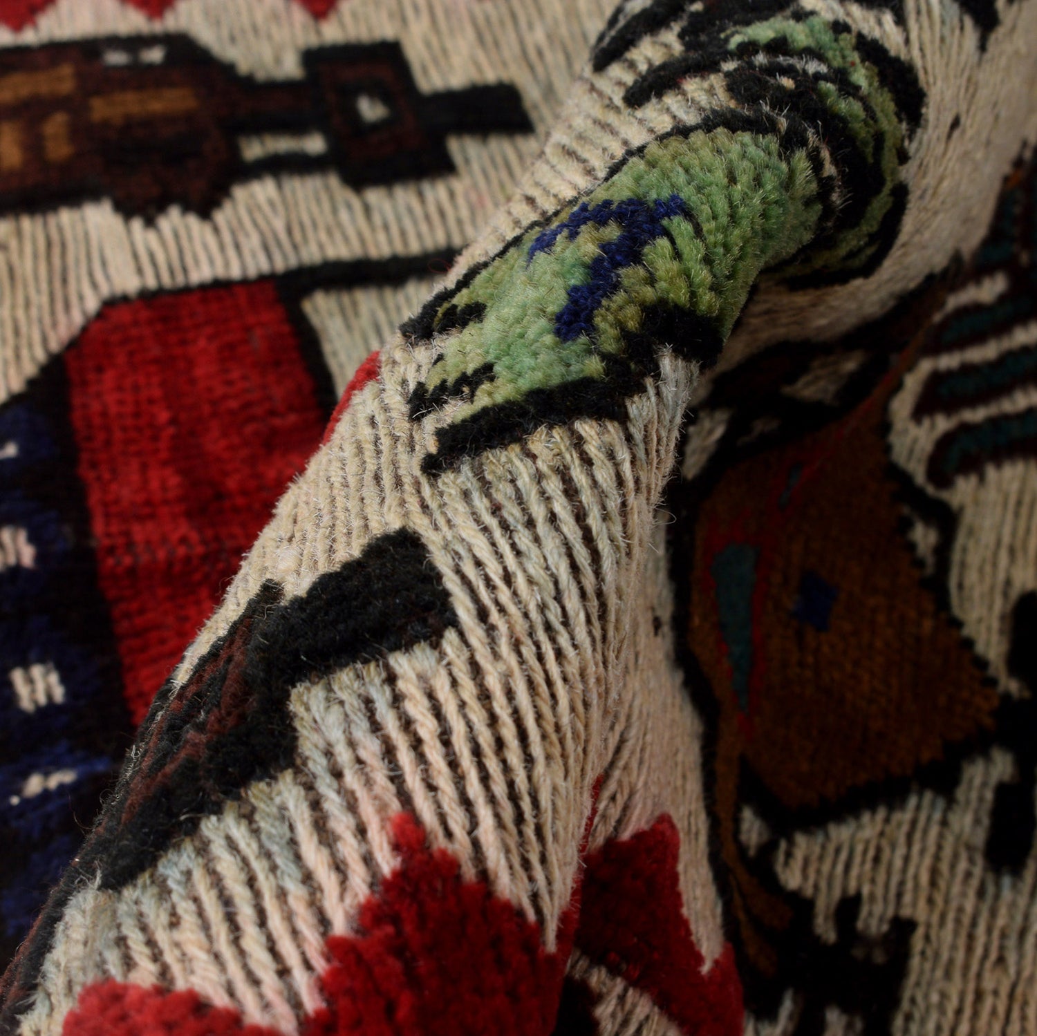War Area Rug Handmade Ivory Tank 3x5 ft