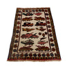 War Area Rug Handmade Ivory Tank + Helicopter 2x4 ft