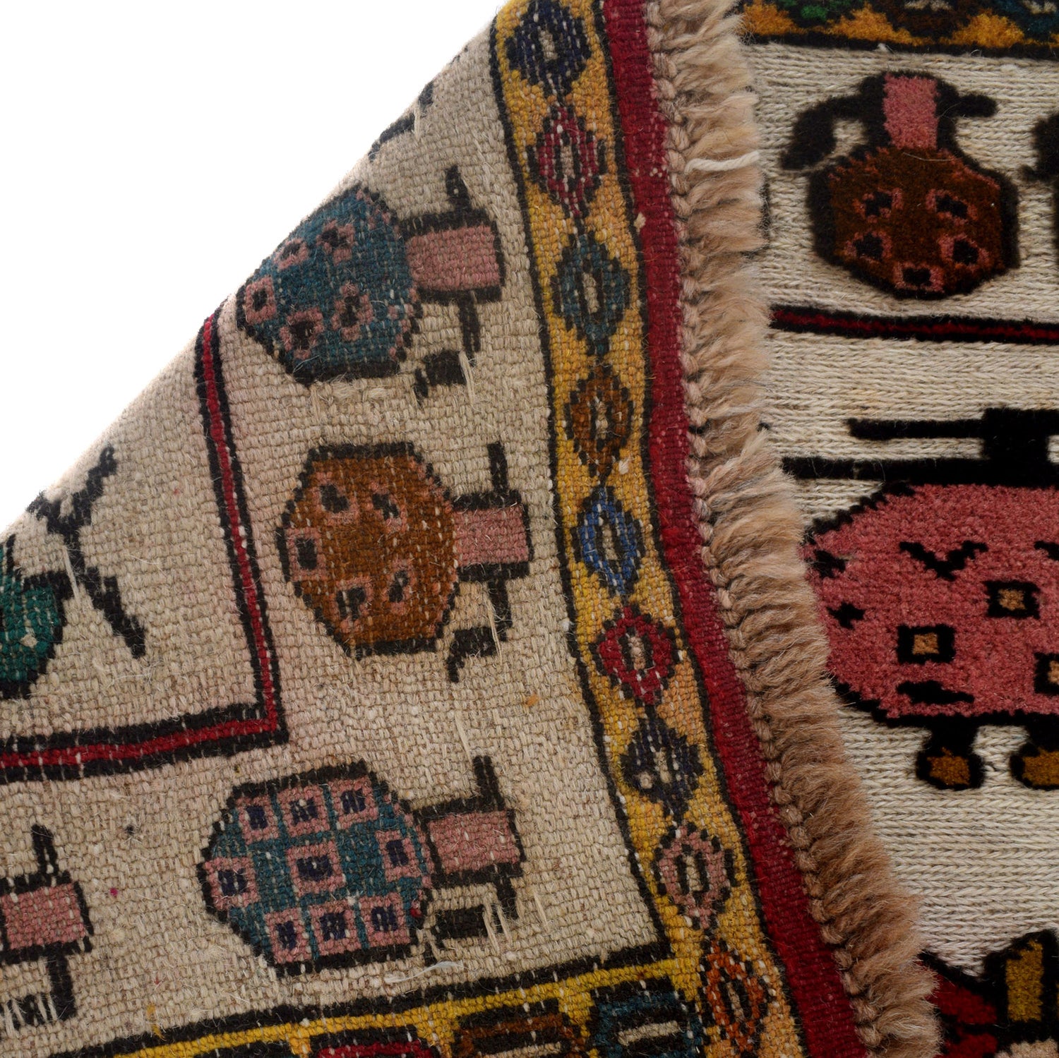 War Area Rug Handmade Ivory Tank + Helicopter 2x4 ft
