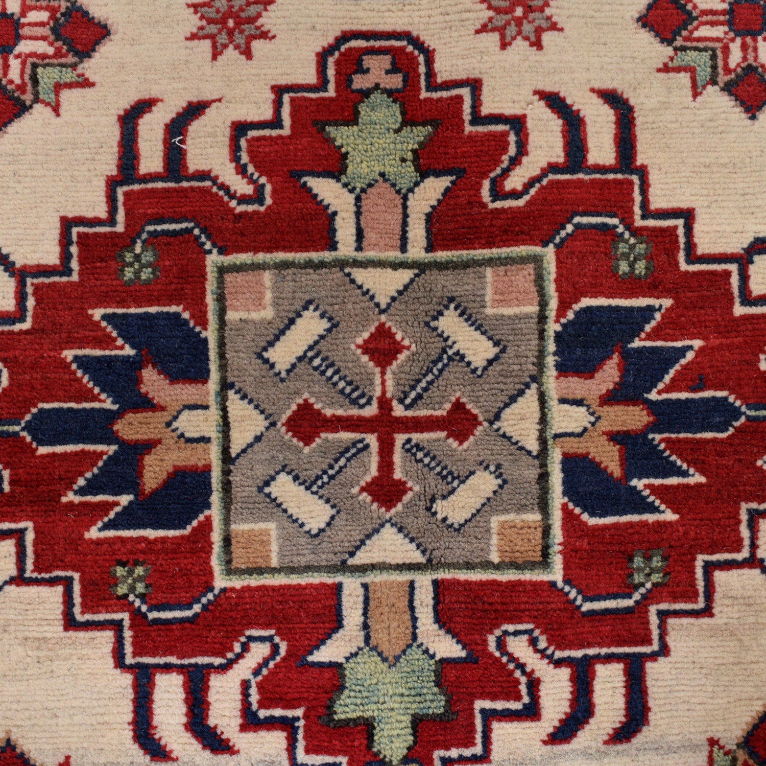 Kazak Rug Handmade Beige Medallion 4x7 ft