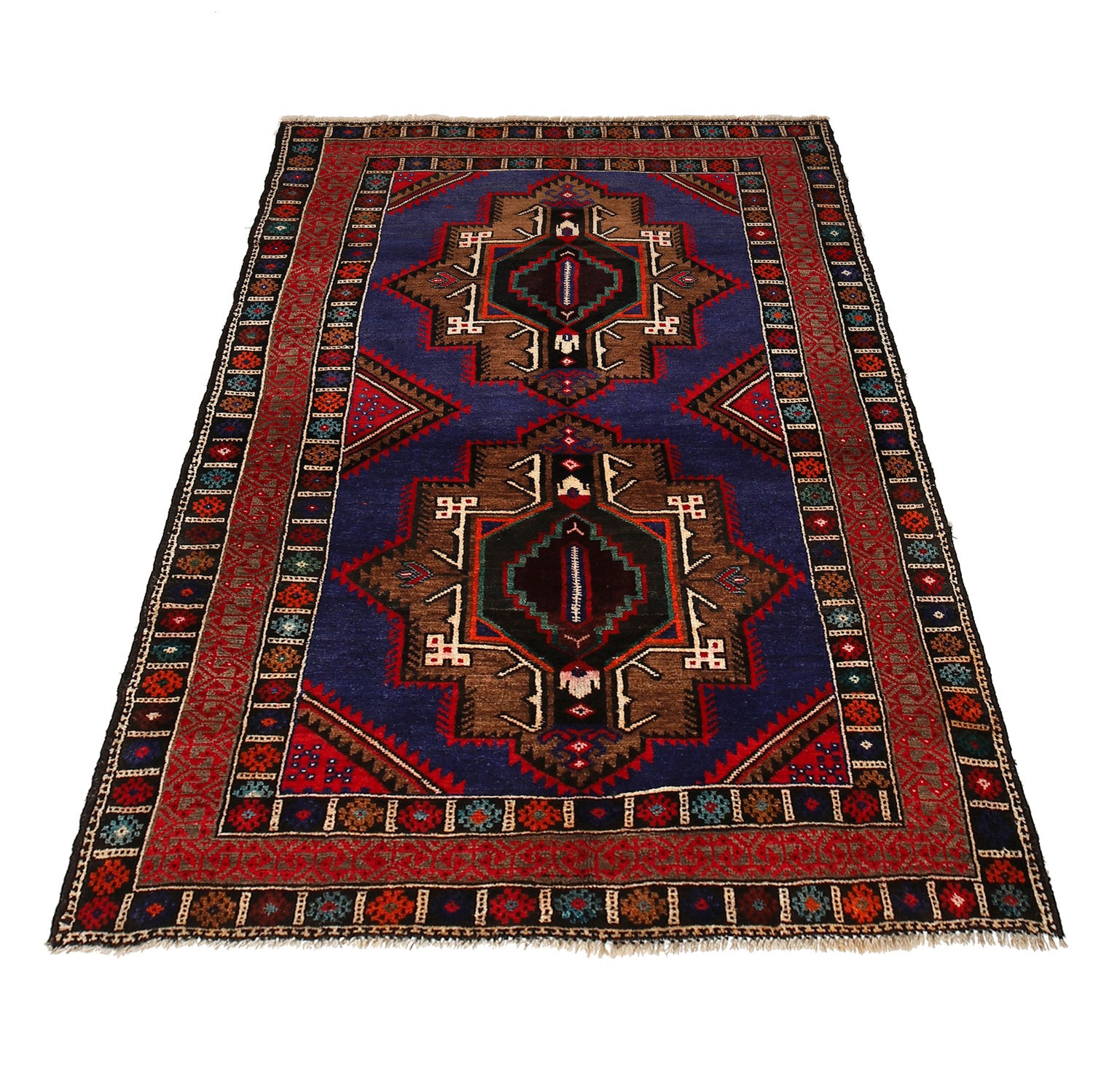 Baluchi Rug Handmade Multi Geometric 4x6 ft