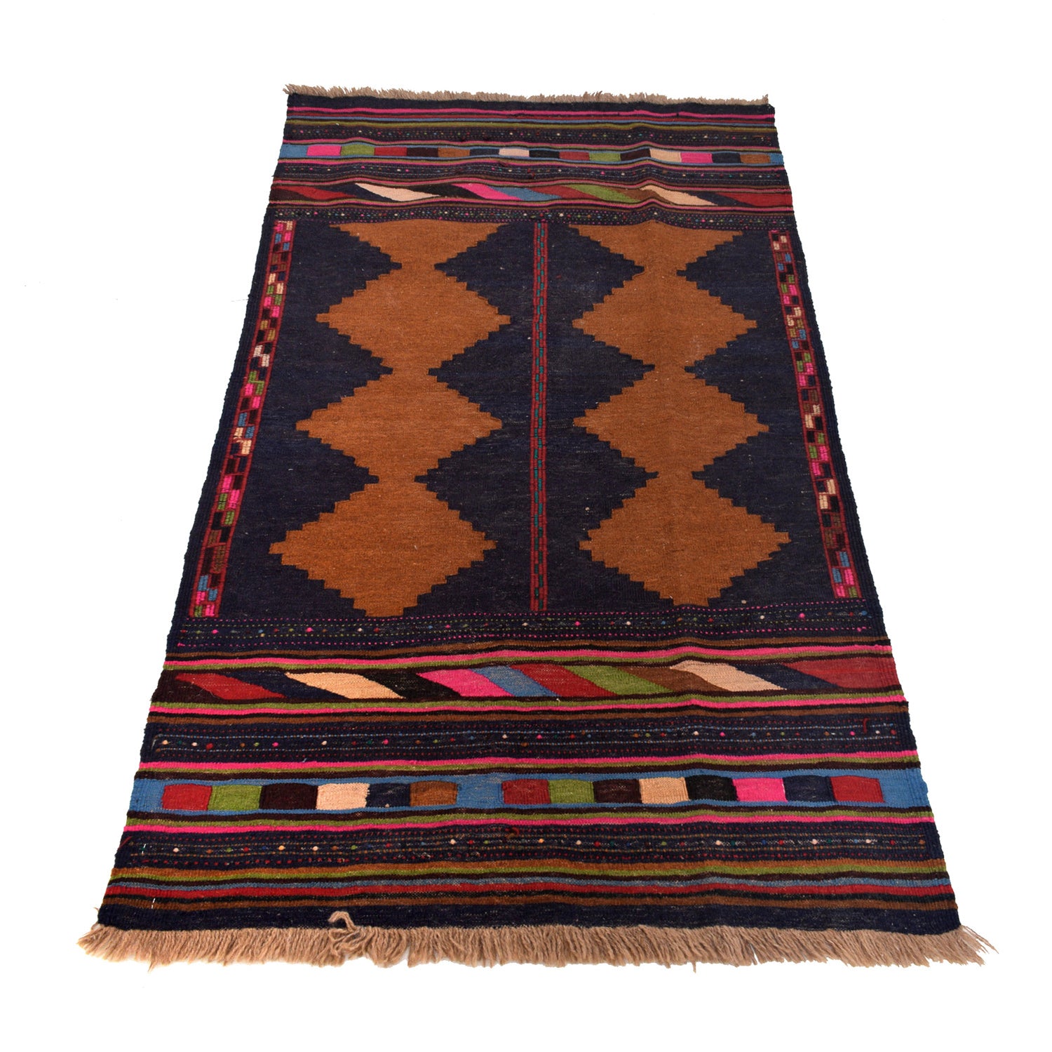 Table Sheet Runner Rug Handmade Brown Curvilinear 5' Runner