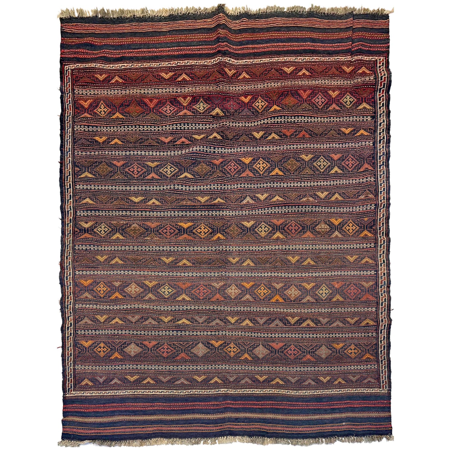 Laghari Kilim Area Rug Handmade Multi Geometric 4x7 ft