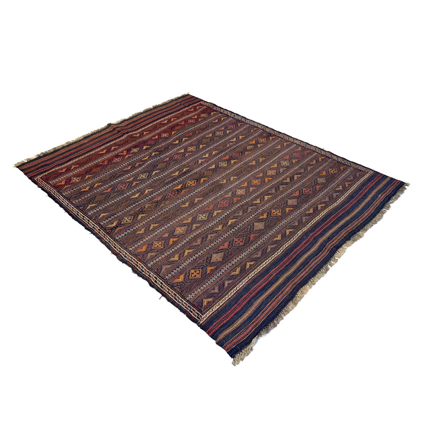 Laghari Kilim Area Rug Handmade Multi Geometric 4x7 ft