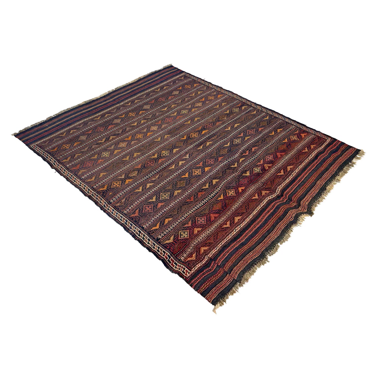 Laghari Kilim Area Rug Handmade Multi Geometric 4x7 ft