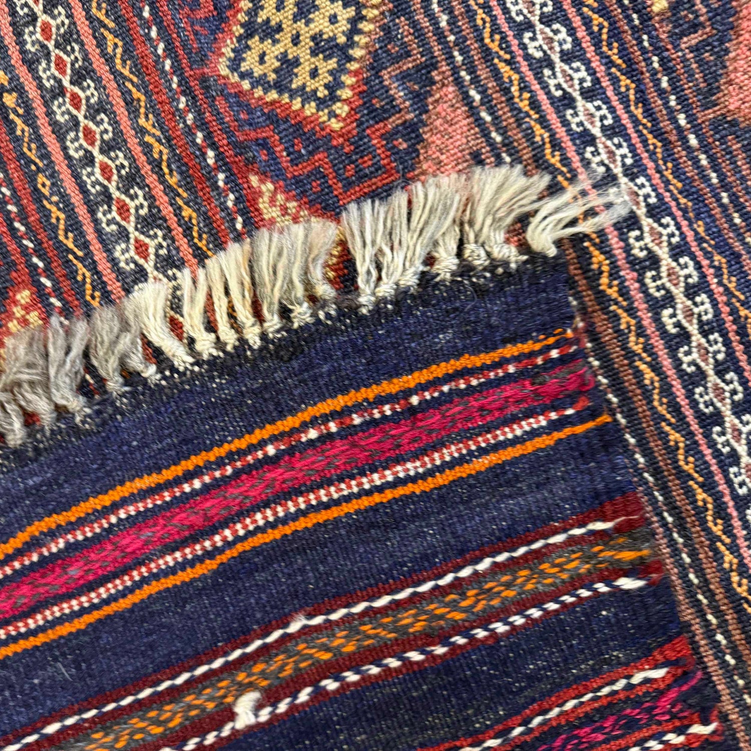 Laghari Kilim Area Rug Handmade Multi Geometric 4x7 ft