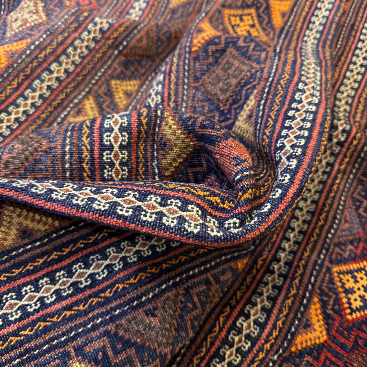 Laghari Kilim Area Rug Handmade Multi Geometric 4x7 ft