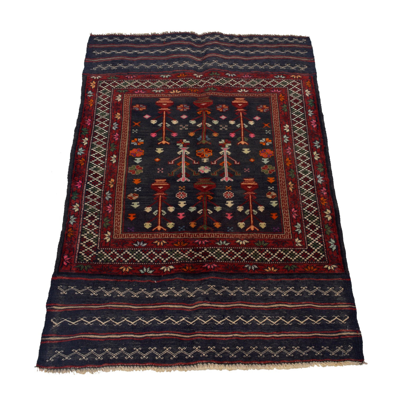 Baluchi Rug Handmade Multi Geometric 2x4 ft
