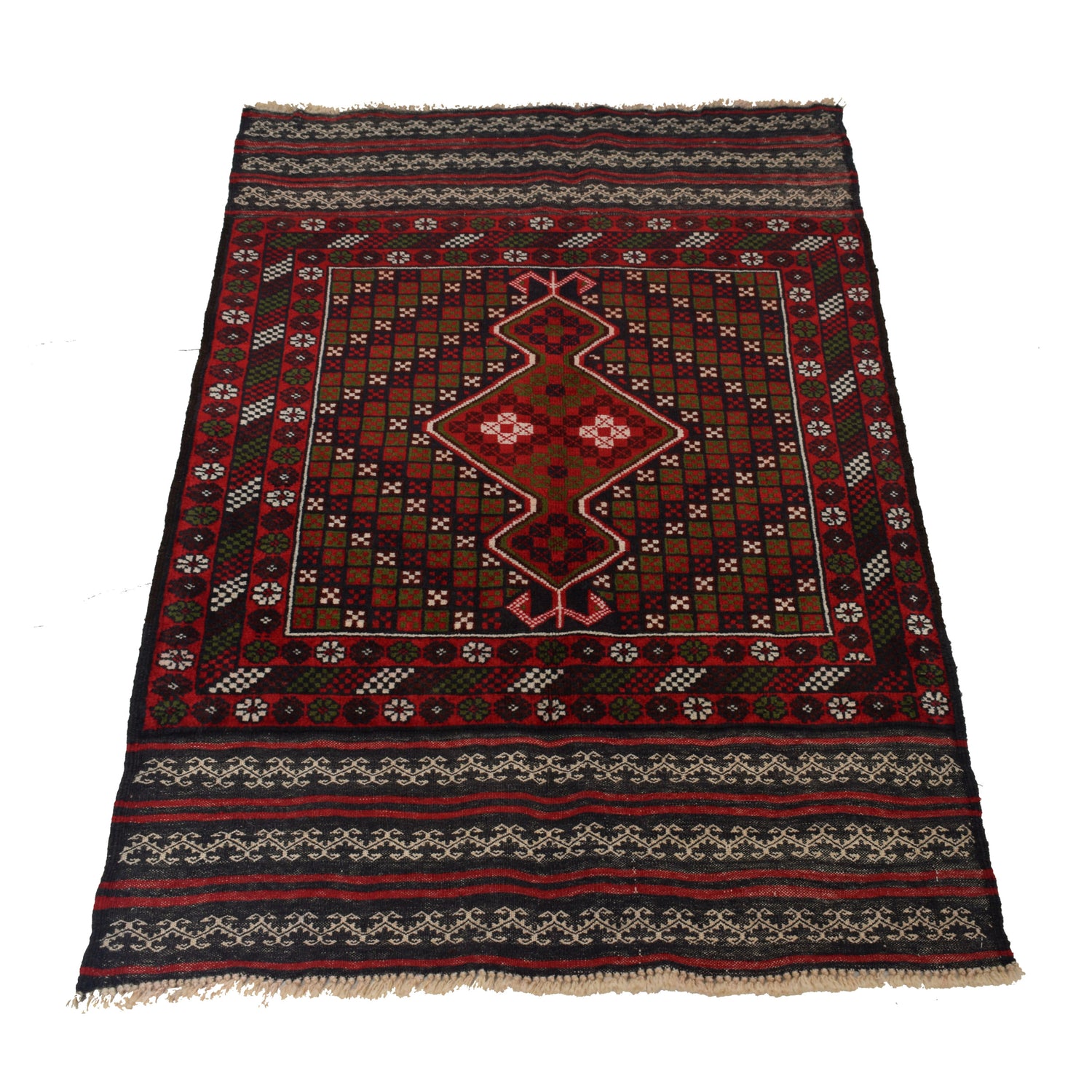 Baluchi Rug Handmade Brown Geometric 3x5 ft