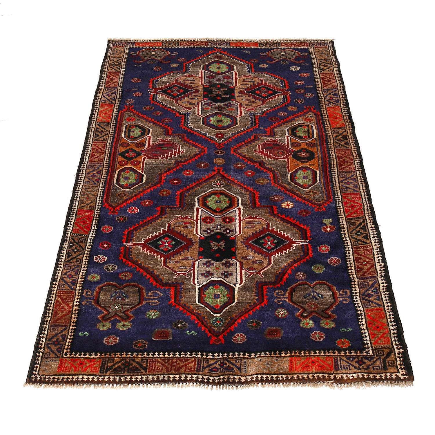 Baluchi Rug Handmade Multi Geometric 4x6 ft