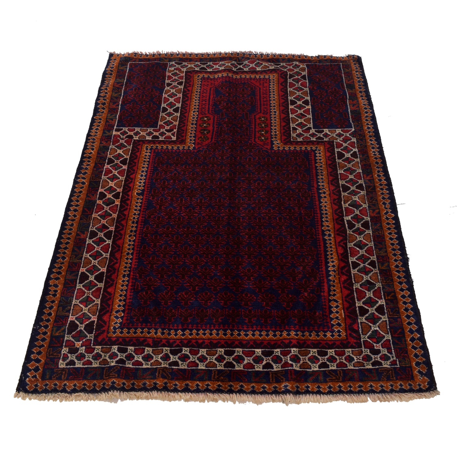 Baluchi Rug Handmade Multi Prayer Design 3x5 ft