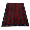 Baluchi Rug Handmade Red Geometric 3x5 ft