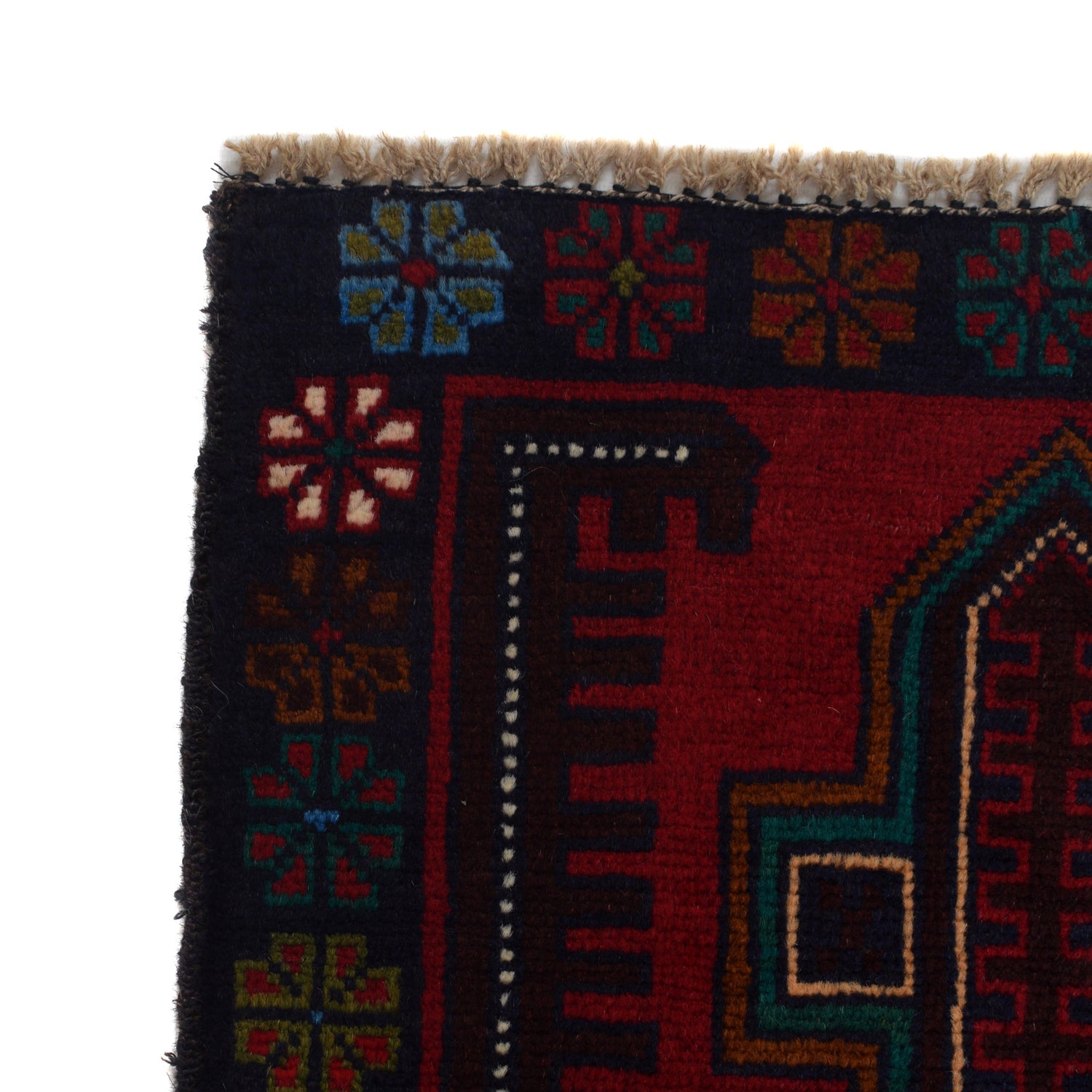 Baluchi Rug Handmade Red Geometric 3x5 ft