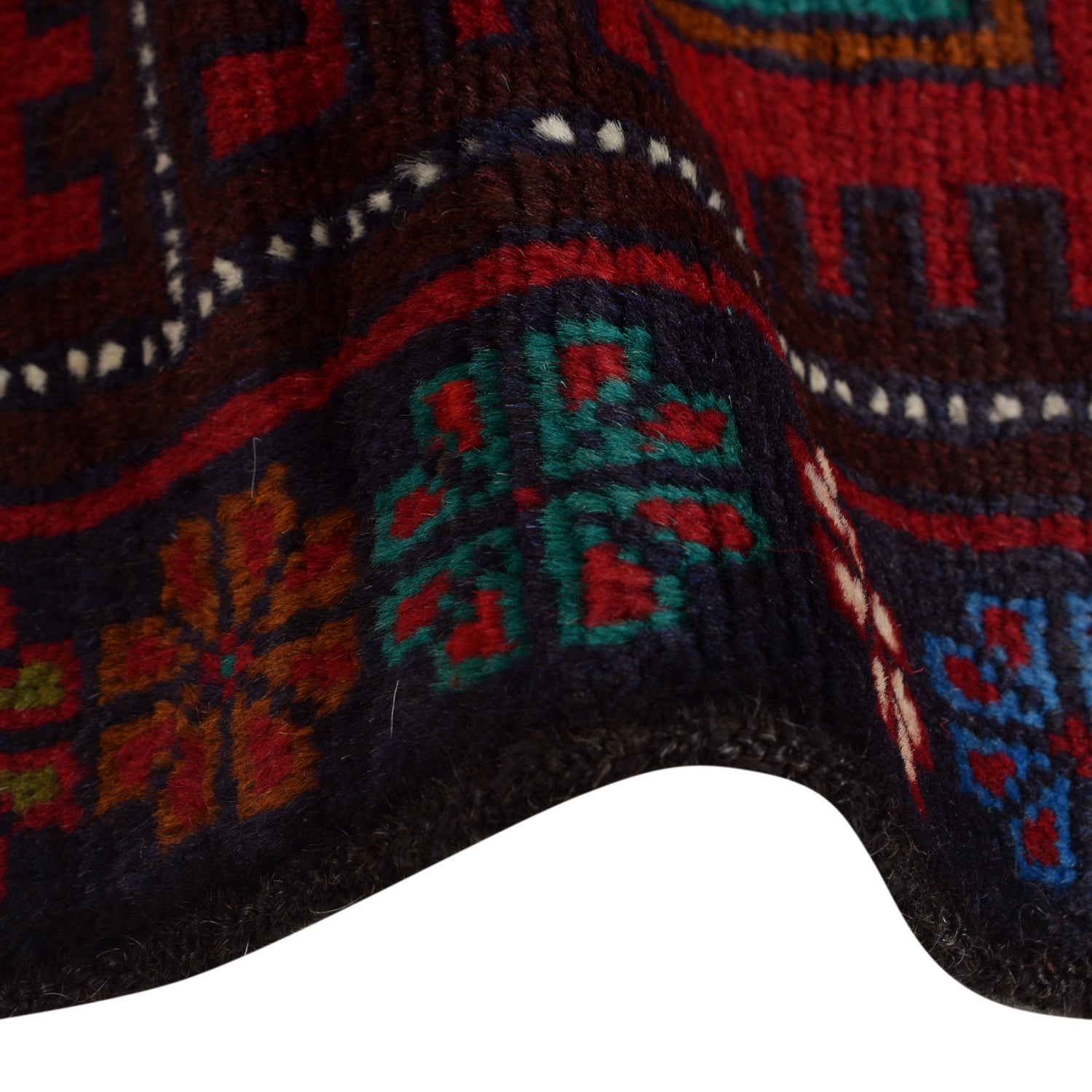 Baluchi Rug Handmade Red Geometric 3x5 ft