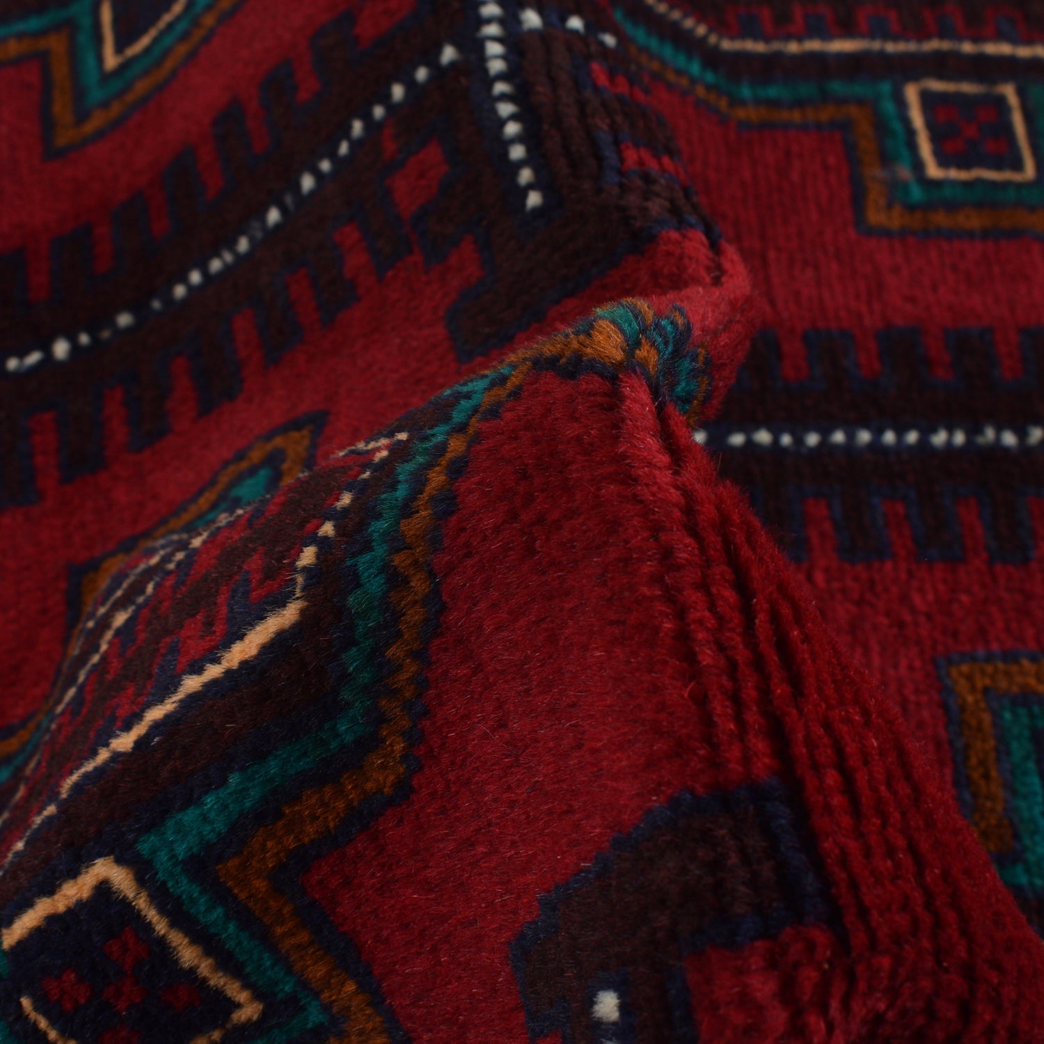 Baluchi Rug Handmade Red Geometric 3x5 ft