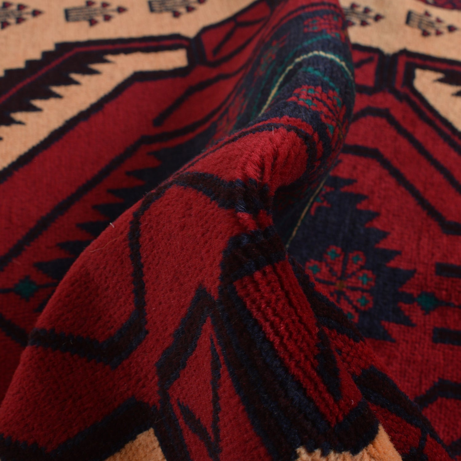 Baluchi Rug Handmade Beige Geometric 3x5 ft