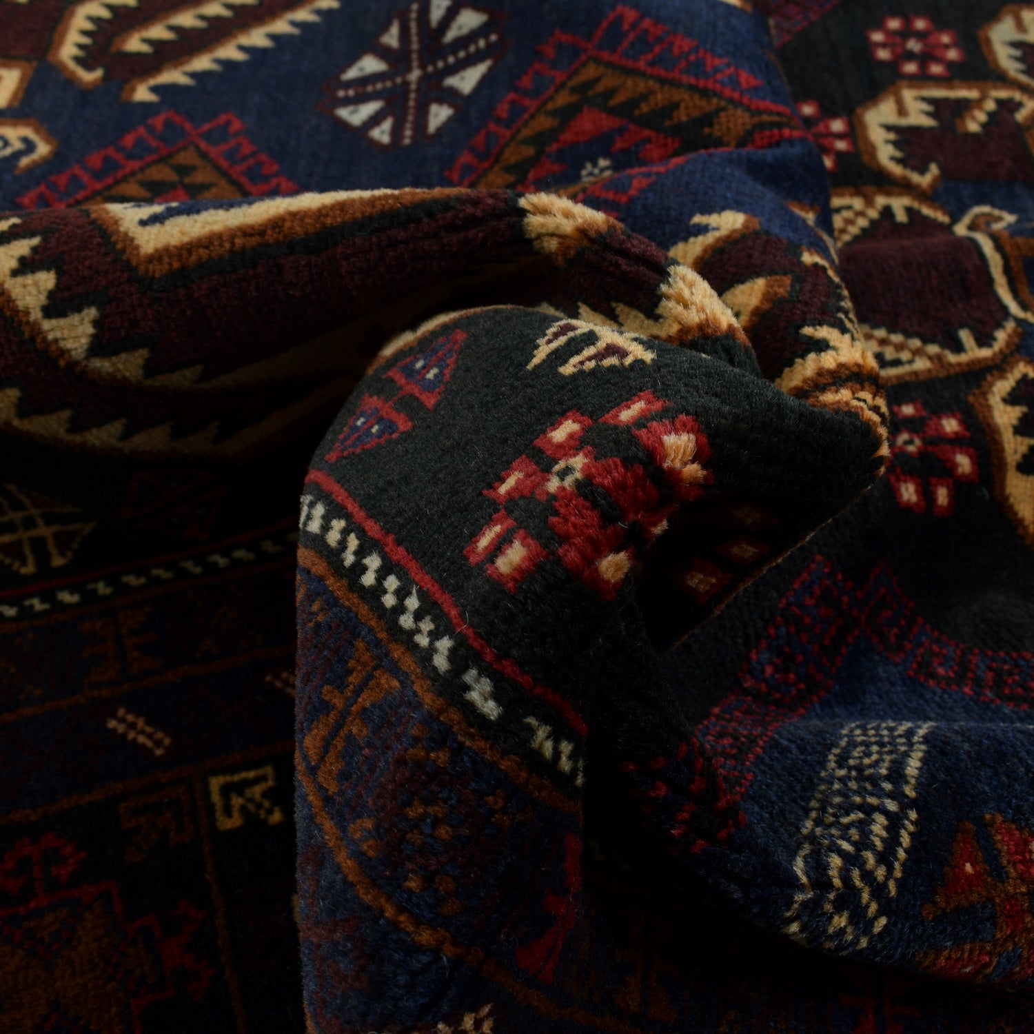 Baluchi Rug Handmade Multi Geometric 4x7 ft