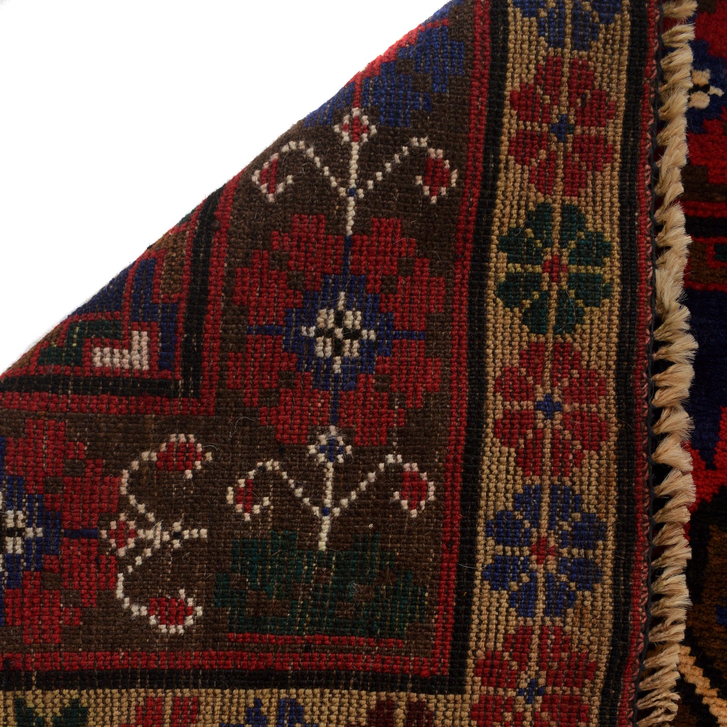 Baluchi Rug Handmade Blue Geometric 4x6 ft