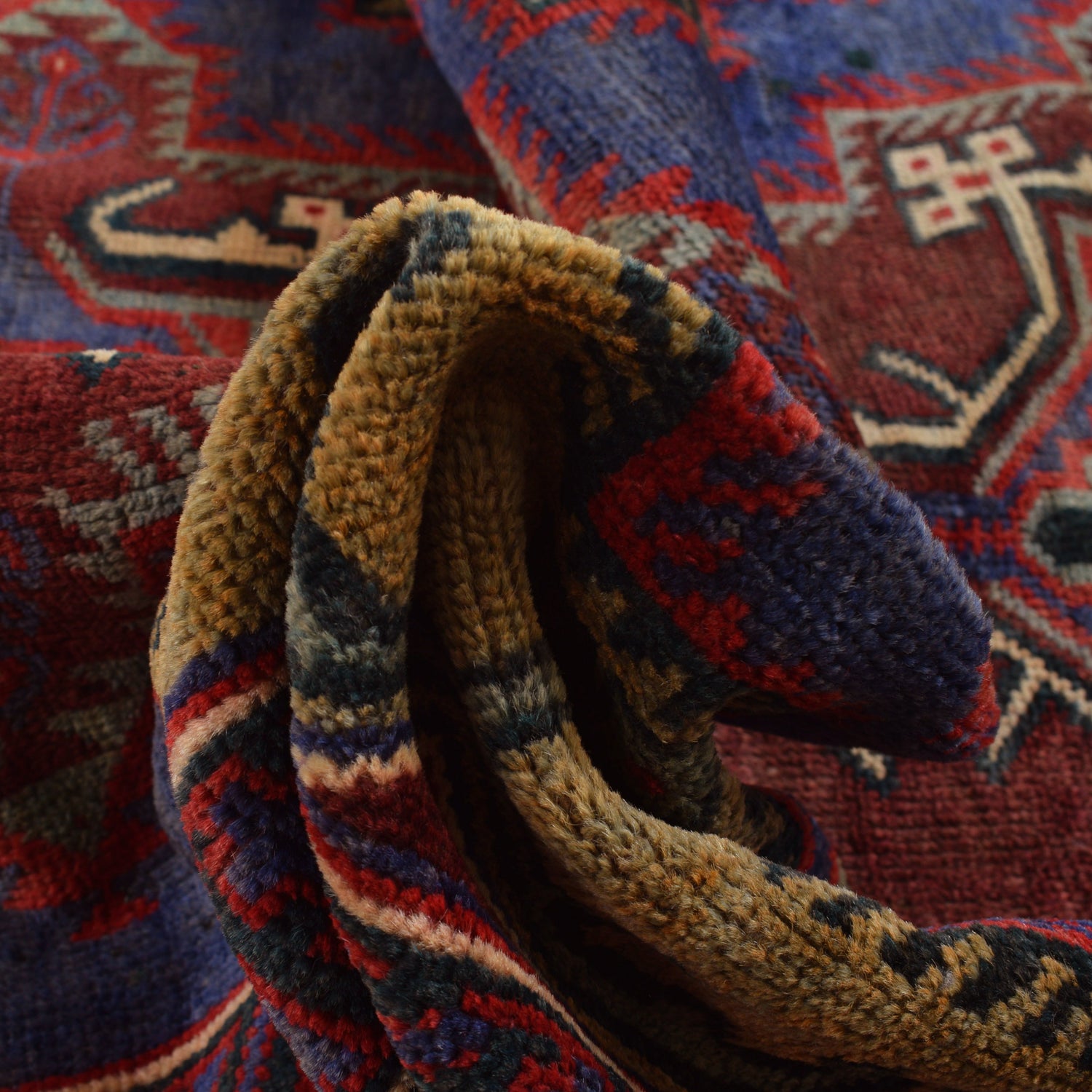 Baluchi Rug Handmade Blue Geometric 4x6 ft