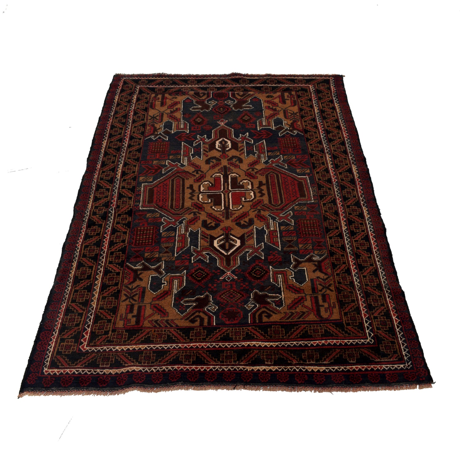 Baluchi Rug Handmade Multi Geometric 4x6 ft