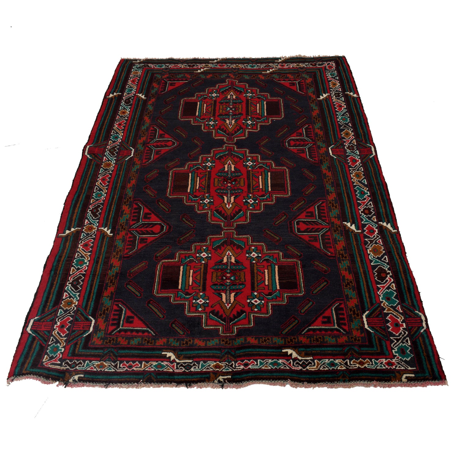 Baluchi Rug Handmade Multi Geometric 4x6 ft