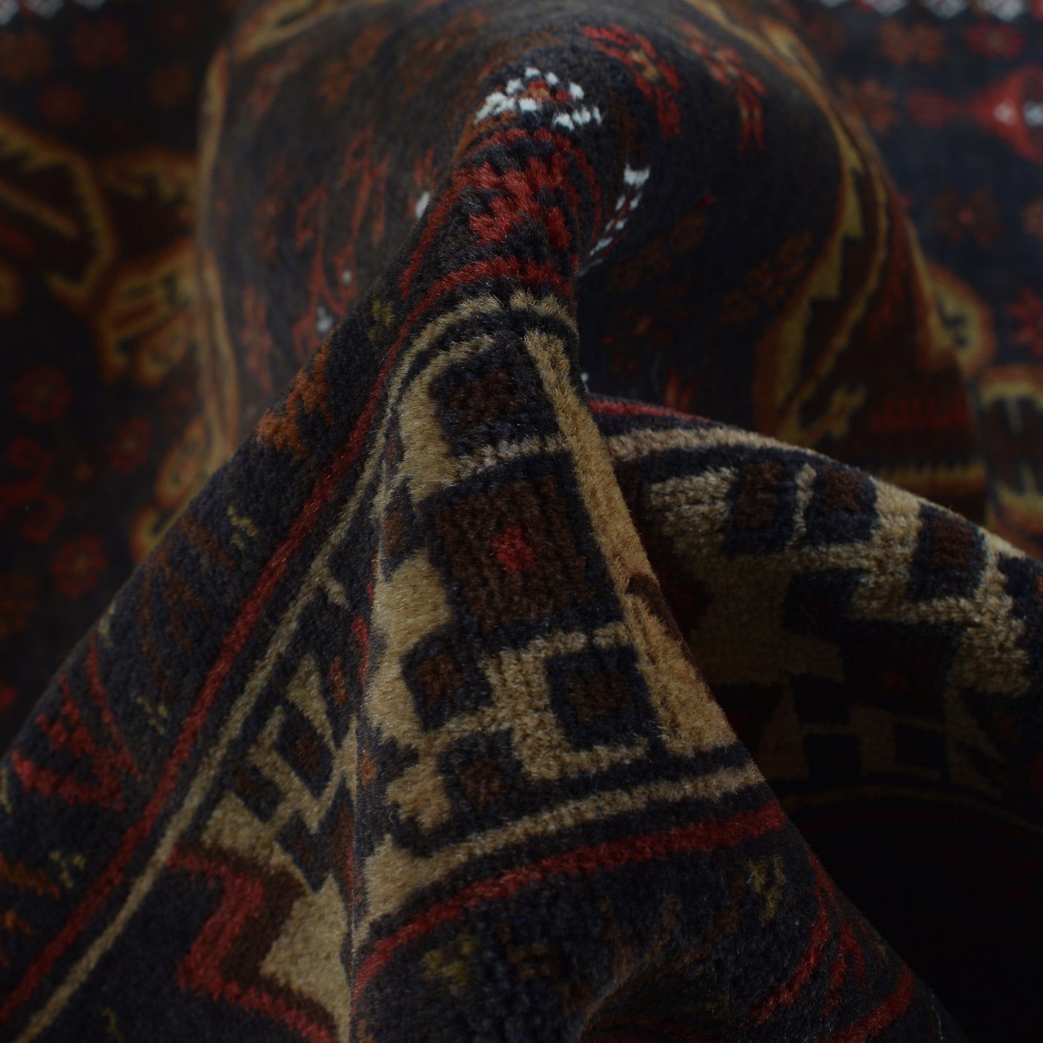 Baluchi Rug Handmade Multi Geometric 4x7 ft