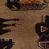 War Area Rug Handmade Brown Tank + Helicopter 7x10 ft