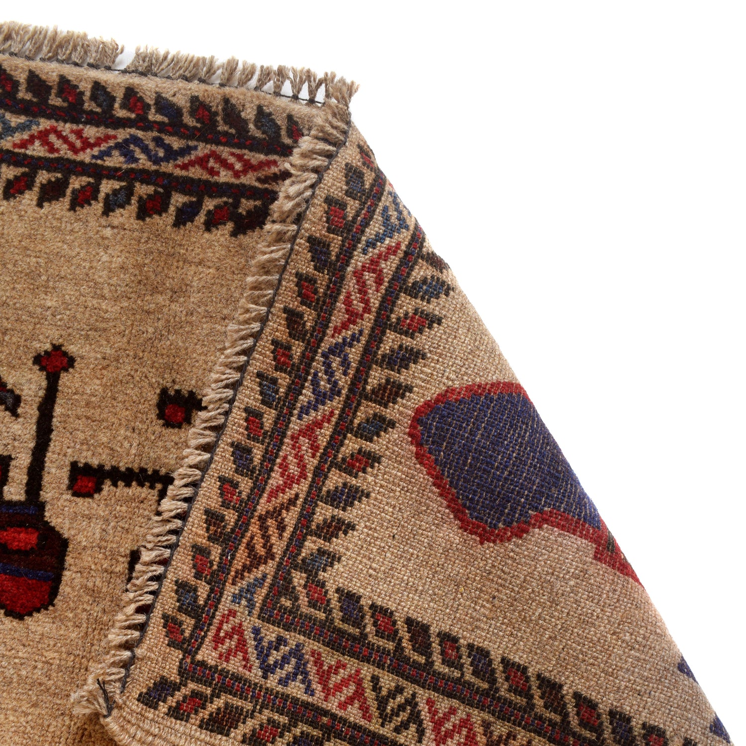 War Area Rug Handmade Brown Tank + Helicopter + Grenade 3x5