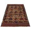 War Area Rug Handmade Brown Tank + Helicopter 4x6 ft