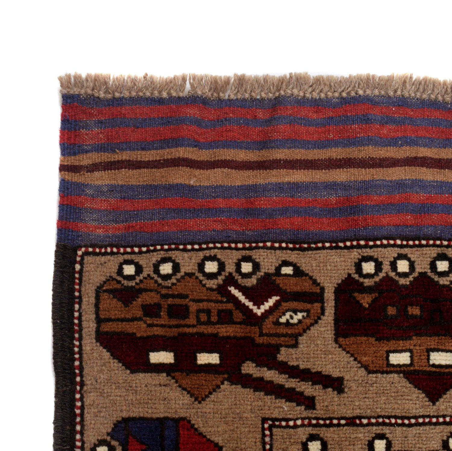 War Area Rug Handmade Brown Tank + Helicopter 4x6 ft