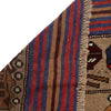War Area Rug Handmade Brown Tank + Helicopter 4x6 ft