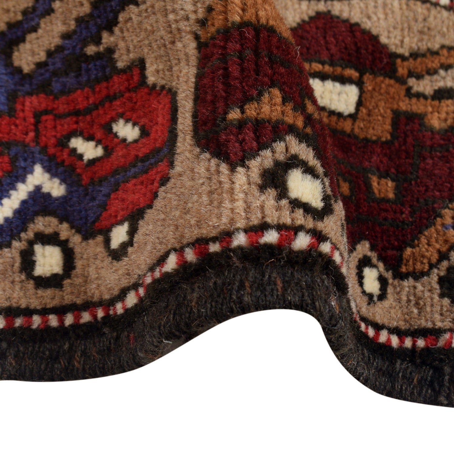 War Area Rug Handmade Brown Tank + Helicopter 4x6 ft