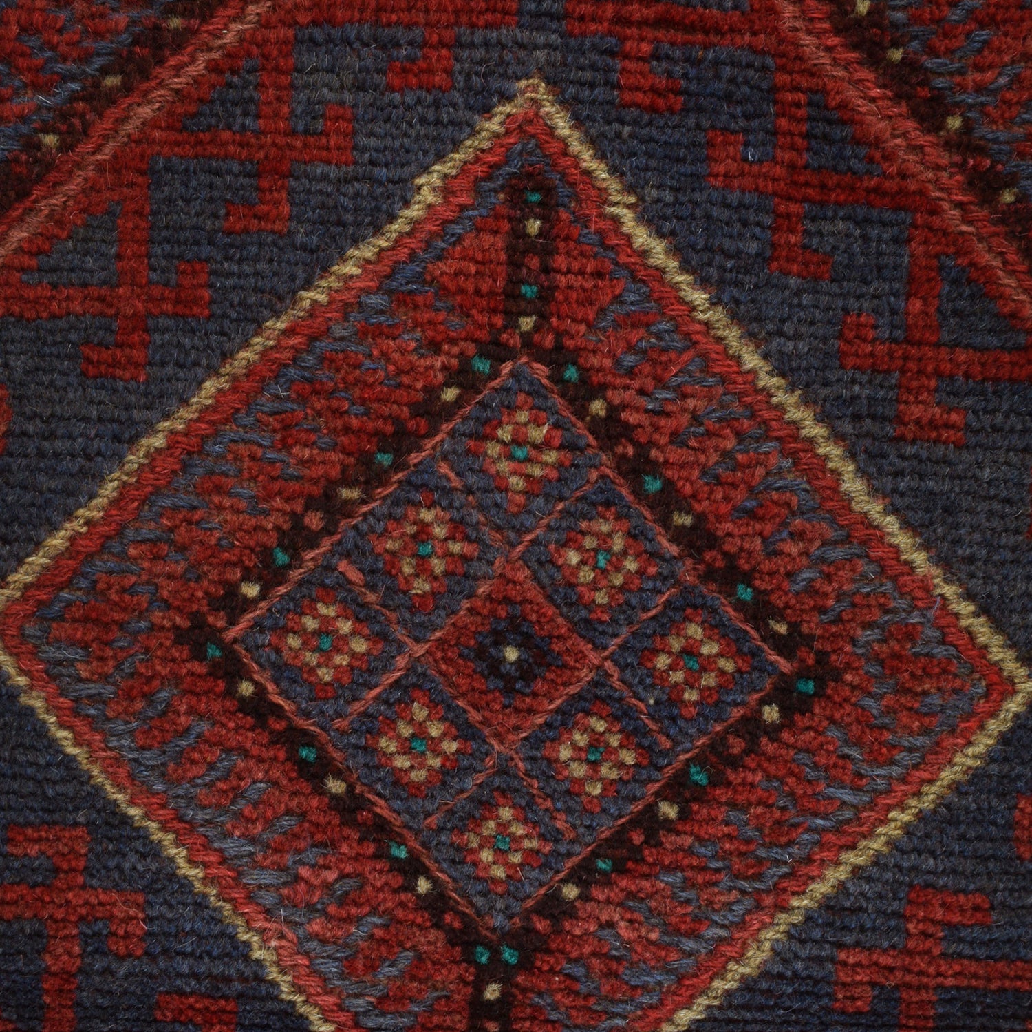 Mashwani Area Rug Runner Handmade Deep Red Geometric 8'