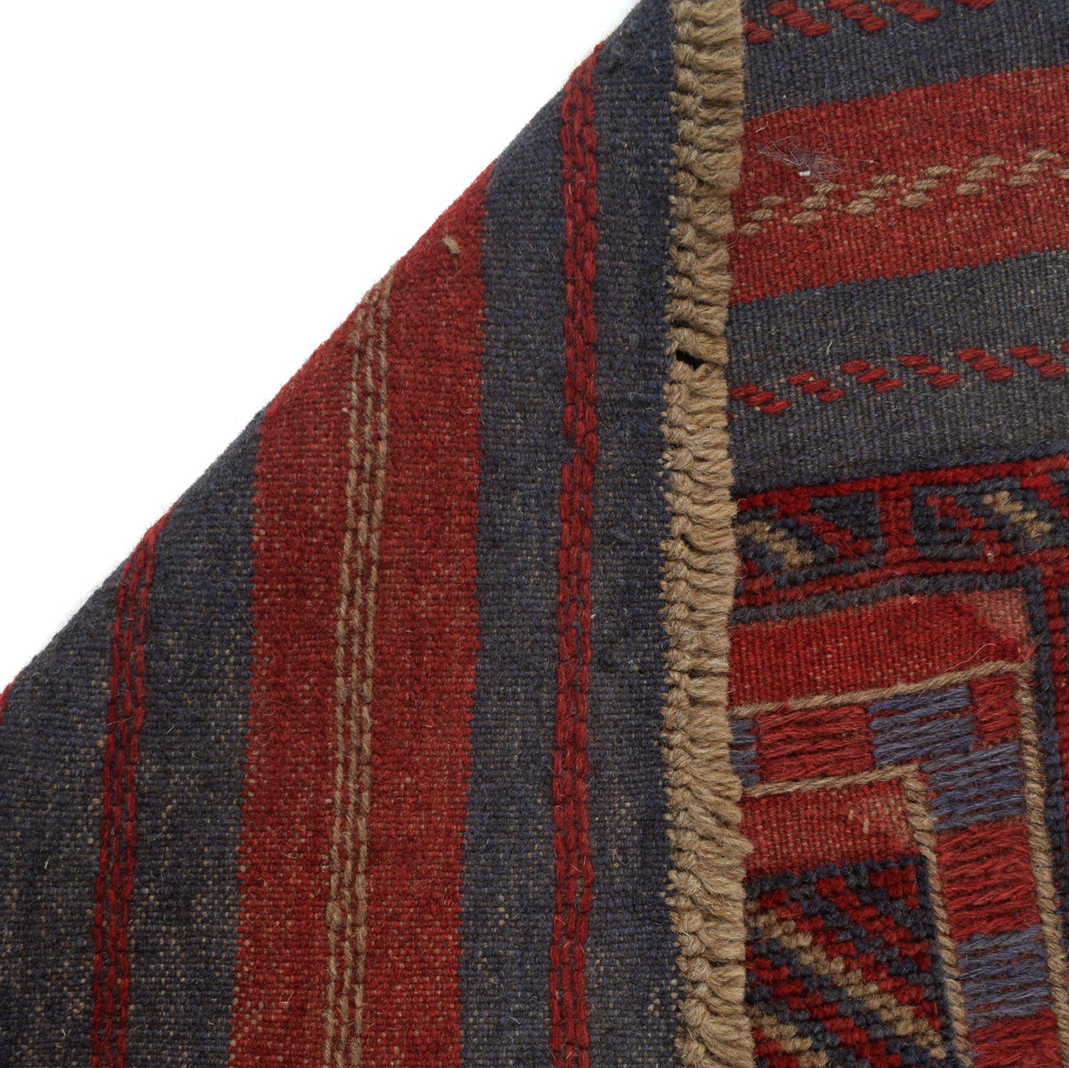 Mashwani Area Rug Runner Handmade Deep Red Geometric 8'