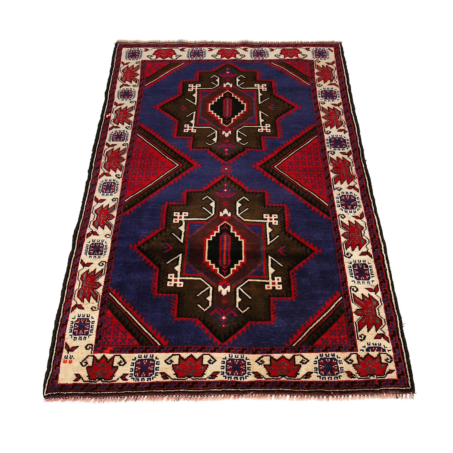 Baluchi Rug Handmade Multi Geometric 4x6 ft