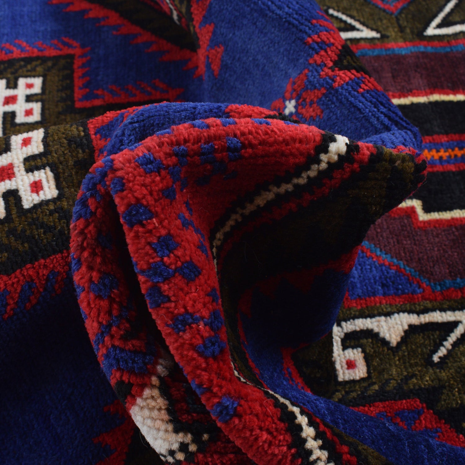 Baluchi Rug Handmade Multi Geometric 4x6 ft