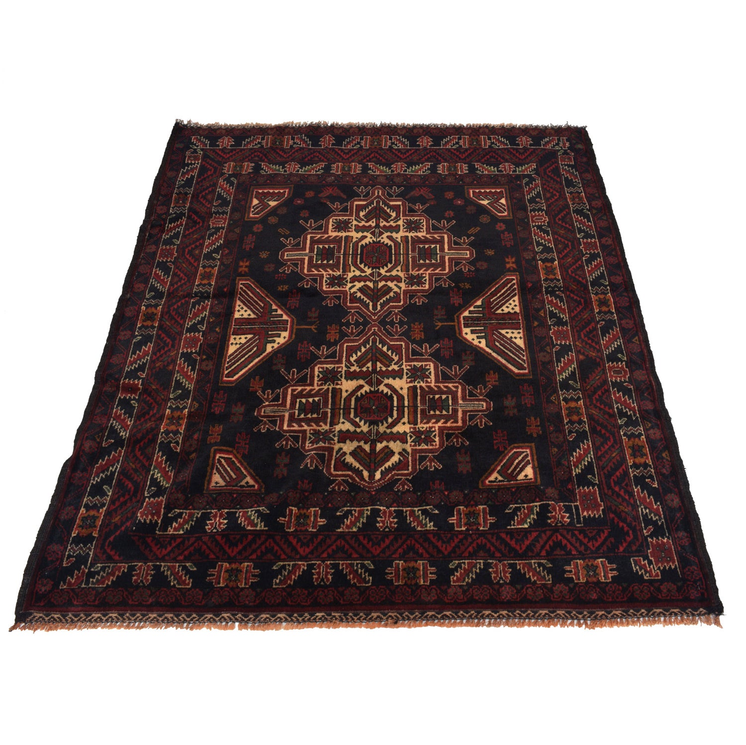 Baluchi Rug Handmade Multi Geometric 4x6 ft