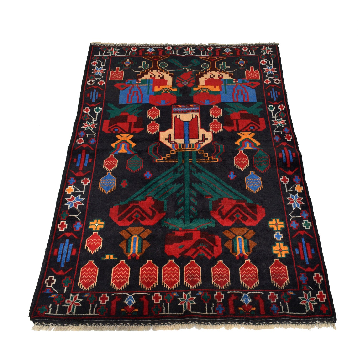 Baluchi Rug Handmade Multi Geometric 3x5 ft