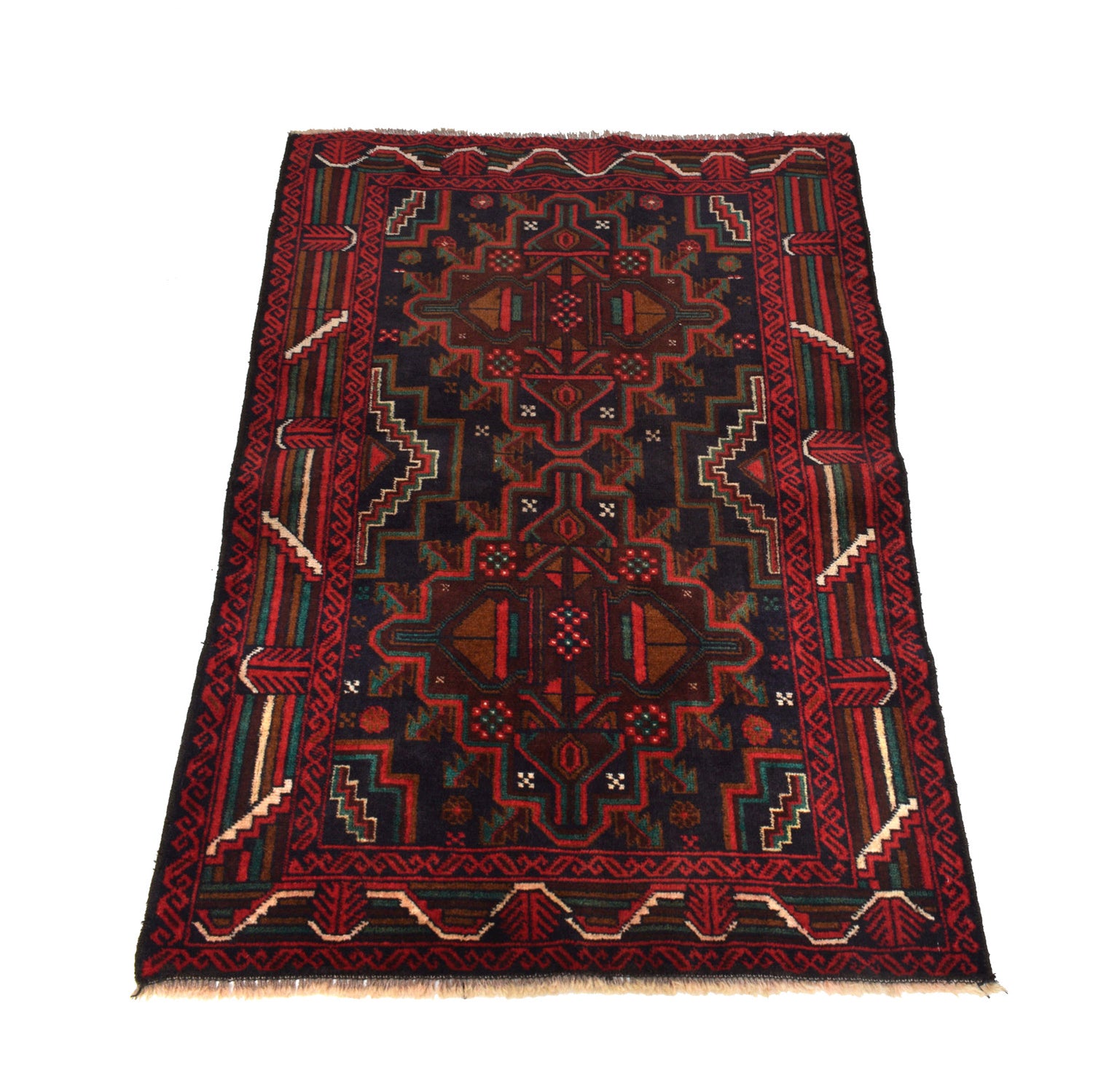 Baluchi Rug Handmade Multi Geometric 3x5 ft