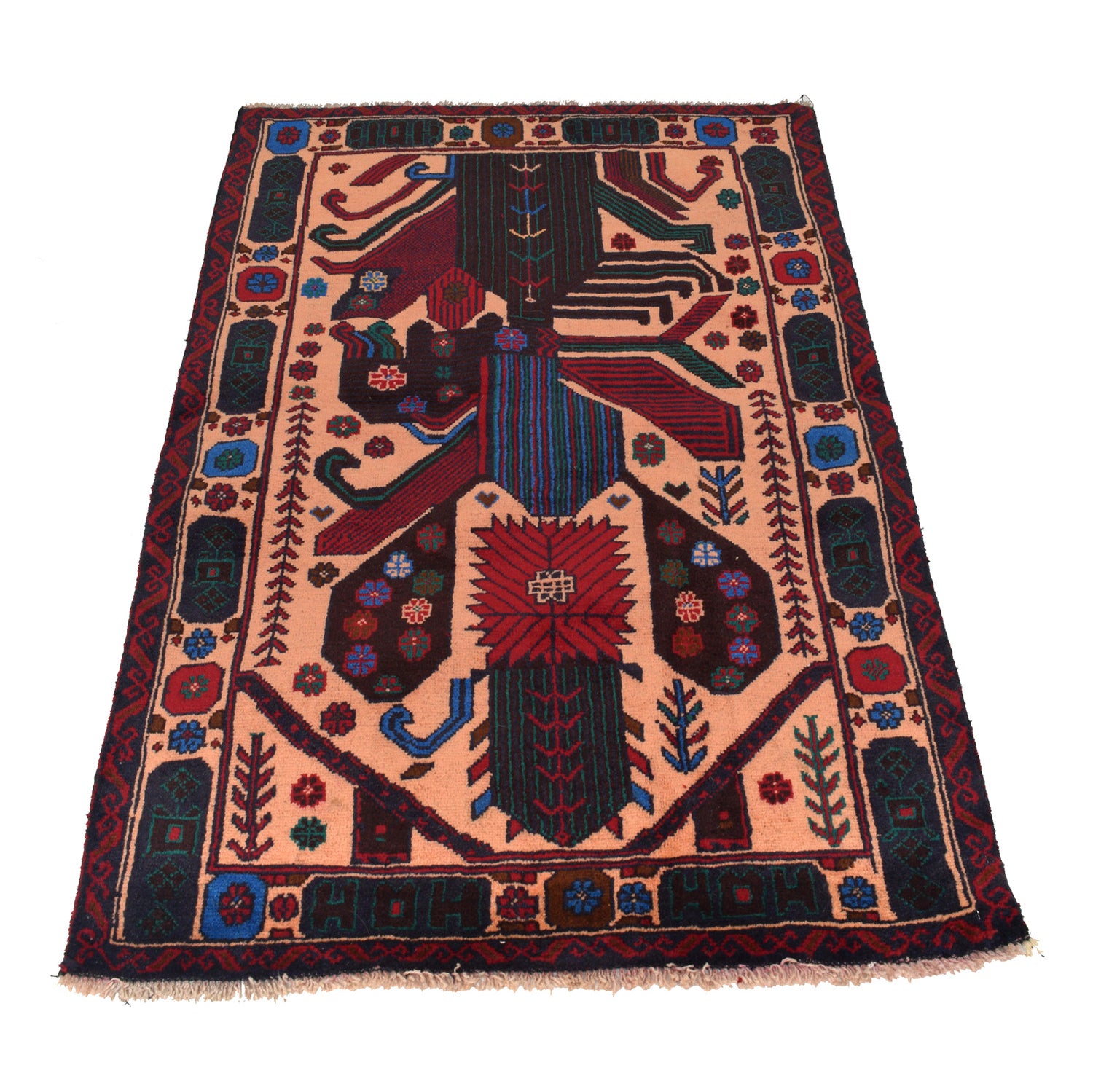 Baluchi Rug Handmade Multi Geometric 3x5 ft