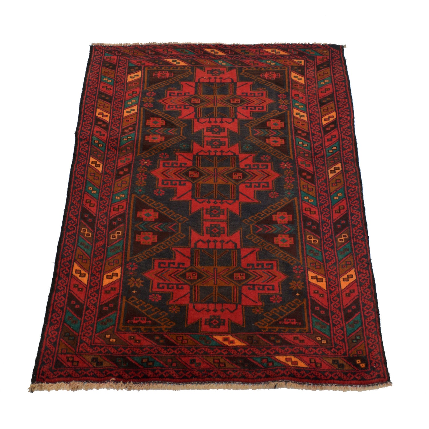 Baluchi Rug Handmade Multi Geometric 3x5 ft
