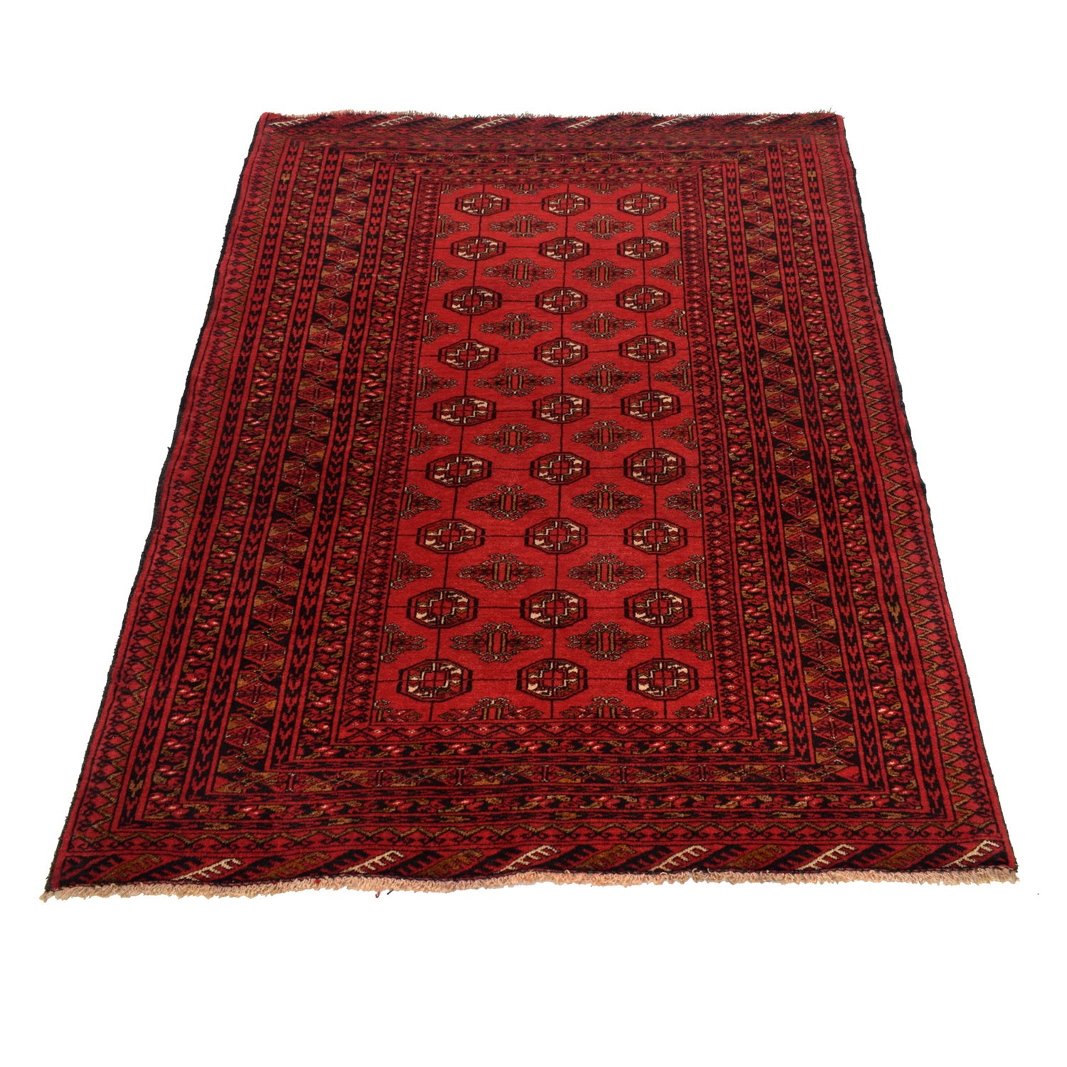 Bokhara Rug Handmade Vibrant Red Medallion 4x6 ft
